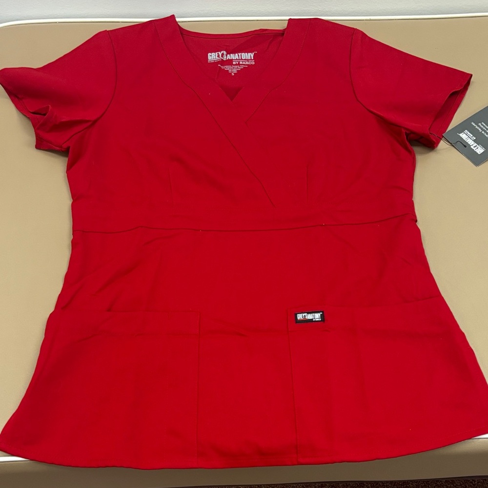 Grey's Anatomy Women's Red Scrub Top